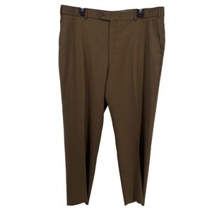 Ballin Comfort-EZE Mens 40 Brown 100% Wool‎ Flat Front Dress Pants